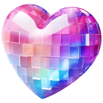 Heart with colorful mosaic on a transparent background AI Generative png