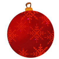 red christmas ball with snow png