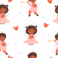 seamless pattern. Cute angel ethnic kids png