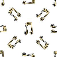 Doodle-style musical note seamless pattern. Festive concept. Hand drawn vector colored outline pattern. Yellow color.