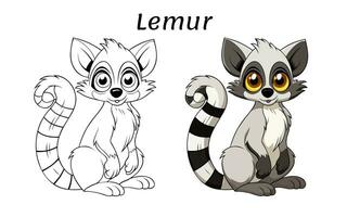 Cute Lemur Animal Coloring Book Illustration Pro Vector