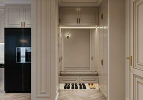 Entrance Shoe Cabinet Idea For a Luxury Apartment 3D rendering photo