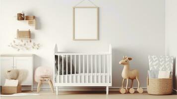Timeless Elegance - White and Gold Accents in the Enchanting Crib and Nursery. Generative AI photo
