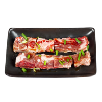 Pork Ribs Artistry Black Plate Isolation with Clipping Path png