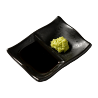 shoyu wasabi armonía negro plato aislamiento con recorte camino png