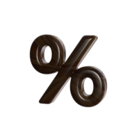 Percent Sign 3D render with wood material png