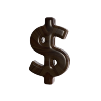 Dollar Sign 3D render with wood material png