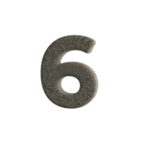 Number 6 3D render with Stone Material png