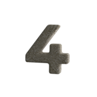 Number 4 3D render with Stone Material png