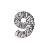 Number 9 3D render with Stone Material png