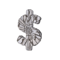 Dollar Sign 3D render with Stone Material png