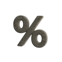 Percent Sign 3D render with Stone Material png