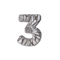 número 3 3d hacer con Roca material png