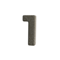 Number 1 3D render with Stone Material png