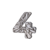 Number 4 3D render with Stone Material png