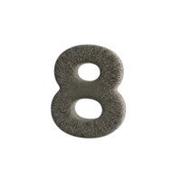 Number 8 3D render with Stone Material png