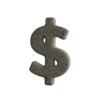 Dollar Sign 3D render with Stone Material png