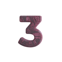 numero 3 con tessuto Materiale 3d rendere png