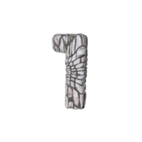 Number 1 3D render with Stone Material png