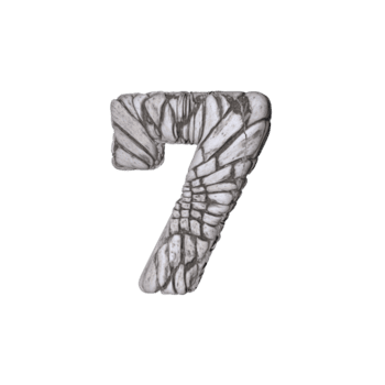 número 7 3d render com pedra material png