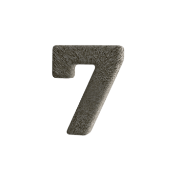 número 7 3d render com pedra material png