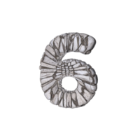 Number 6 3D render with Stone Material png