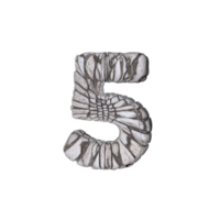 número 5 3d render com pedra material png