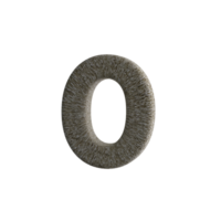 Number 0 3D render with Stone Material png