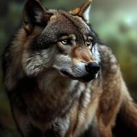 Wolf in natural environment. AI Generative photo