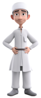 3D cartoon character illustration of a man in Muslim dress. generative ai png