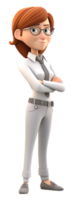 business woman character isolated on transparent background. generative ai png