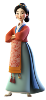 3D cartoon character of Korean woman posing in Korean style clothing model. generative ai png