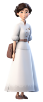 3D cartoon character of Korean woman posing in Korean style clothing model. generative ai png