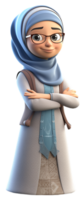 Illustration von ein 3d Karikatur Charakter von ein Frau im Muslim Kleid. generativ ai png