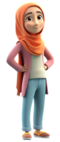 illustration of a 3D cartoon character of a woman in Muslim dress. generative ai png