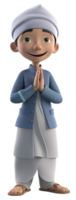 3D cartoon character illustration of a man in Muslim dress. generative ai png