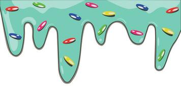 Illustration of the effect of paint dripping on a wall with a colorful ellipse ornament vector