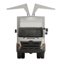 3D Render Isolated White trailer truck cargo wing box png