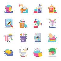 Handy Set of Cleaning Flat Icons vector