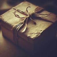 Vintage gift box. AI Generative photo