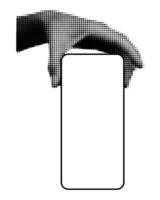 trama de semitonos mano participación teléfono inteligente verticalmente vector ilustración