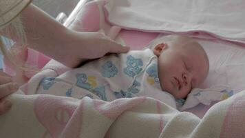 Sleeping newborn baby in maternity hospital video