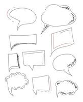 Speech or thought bubbles of different shapes and sizes.Hand drawn cartoon doodle vector illustration.