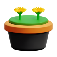 flower pot 3d rendering icon illustration png