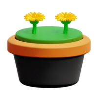 fleur pot 3d le rendu icône illustration png