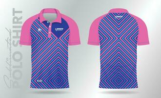 blue pink polo sport shirt mockup template design vector