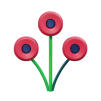 wild flowers 3d rendering icon illustration png