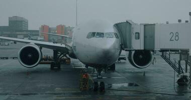 manutenção avião antes embarque dentro sheremetyevo aeroporto, Moscou video