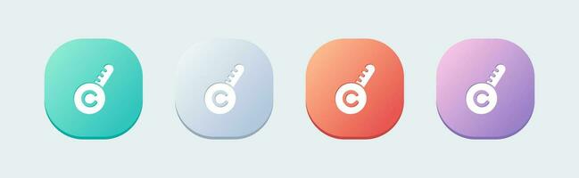 Temperature solid icon in flat design style. Celcius signs vector illustration.