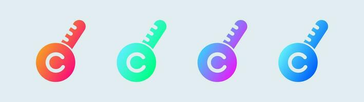 Temperature solid icon in gradient colors. Celcius signs vector illustration.